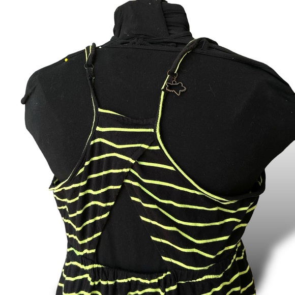 Fox Women's Striped Sundress Black & Yellow Adjustable Straps Summer Casual - Picture 4 of 6